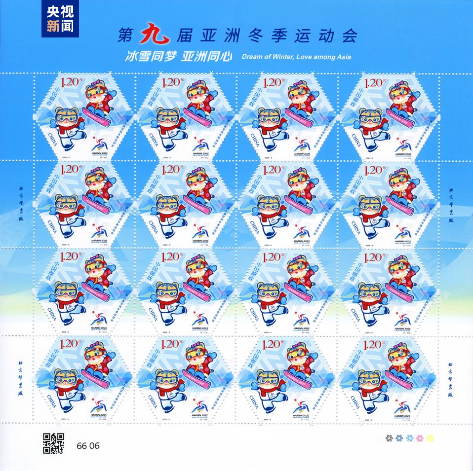第九届亚洲冬季运动会纪念邮票：六边形构图、